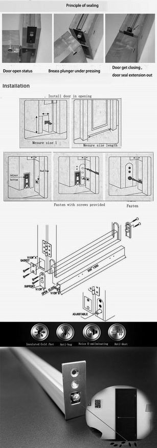 Aluminum wooden door bottom seal